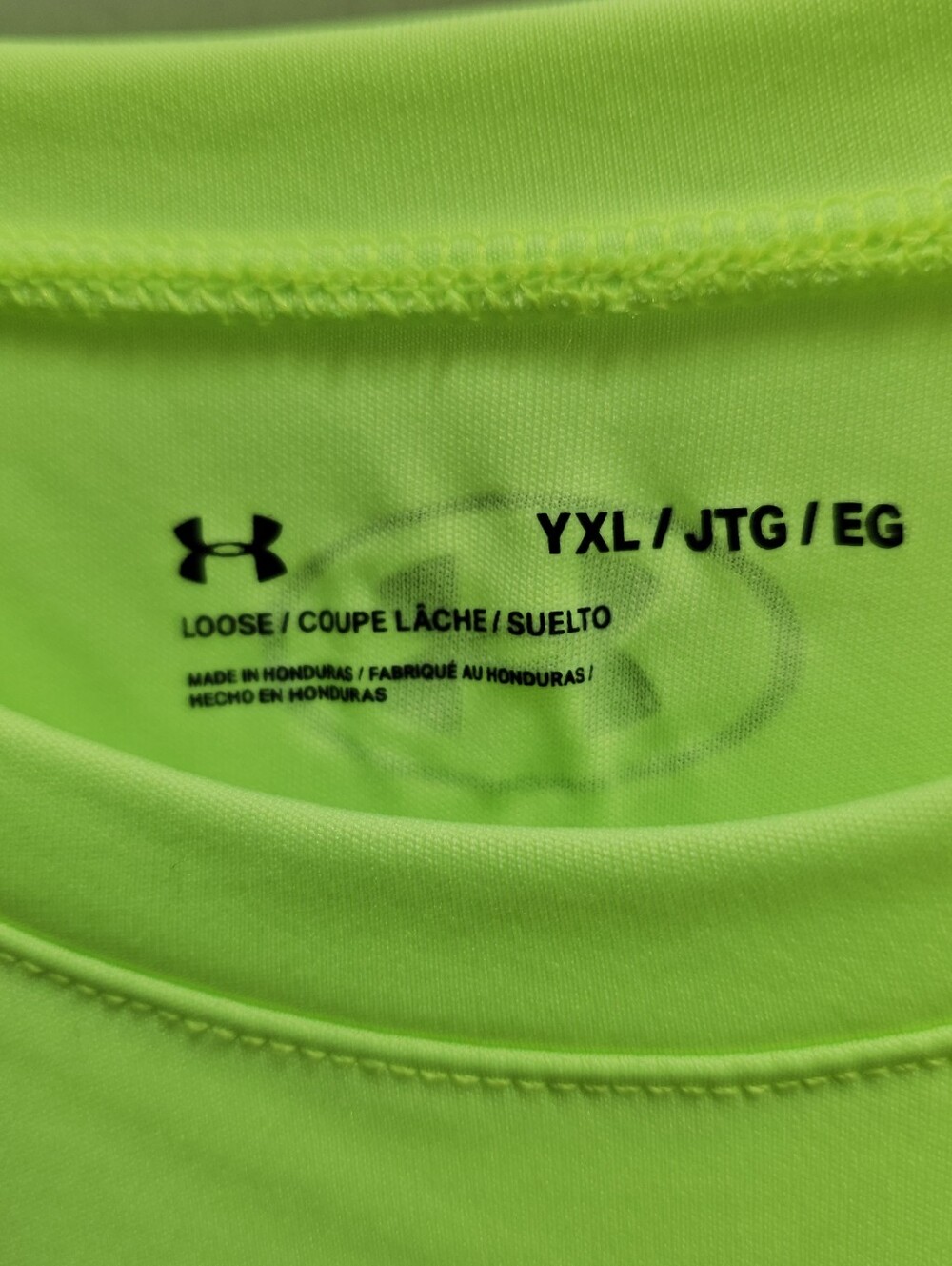 Under Armour Bright Lime Green Athletic Tee Youth XL - Picture 2 of 4